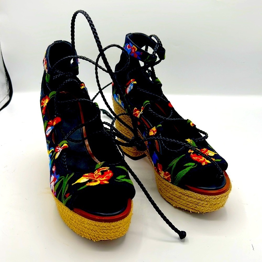 Tory Burch Positano lace up platform Espadrille - Picture 7 of 8